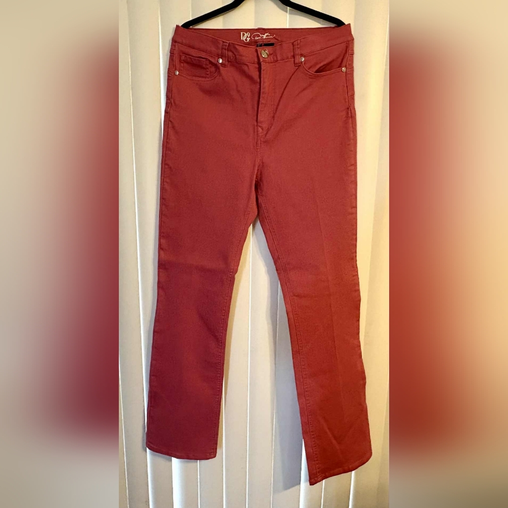 DG2 by Diane Gilman Women's Brick Red Flare Jeans